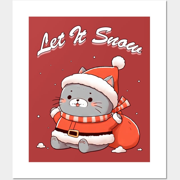 Santa Cat Let It Snow Wall Art by Takeda_Art